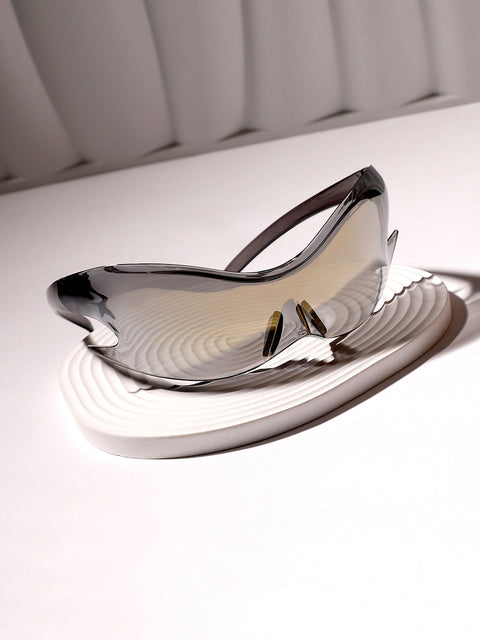 CAHOOT Men's The Flame Wrap Sunglasses - Metallic Silver