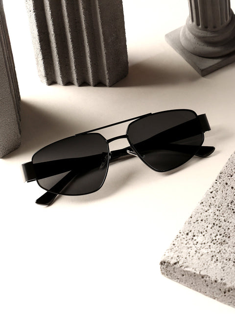 CAHOOT The Suave Aviator  Shield Sunglasses - Midnight Black