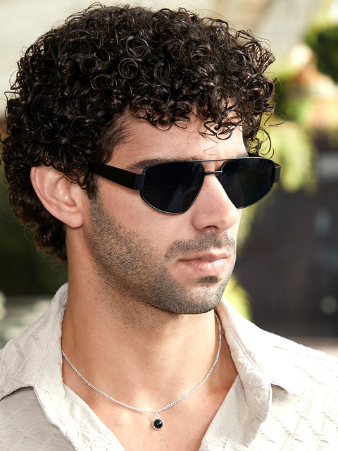 CAHOOT The Suave Aviator  Shield Sunglasses - Midnight Black
