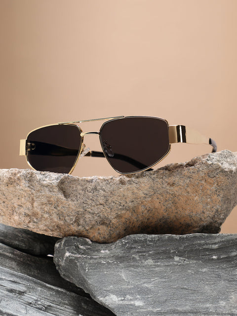 CAHOOT The Suave Aviator  Shield Sunglasses - California Gold