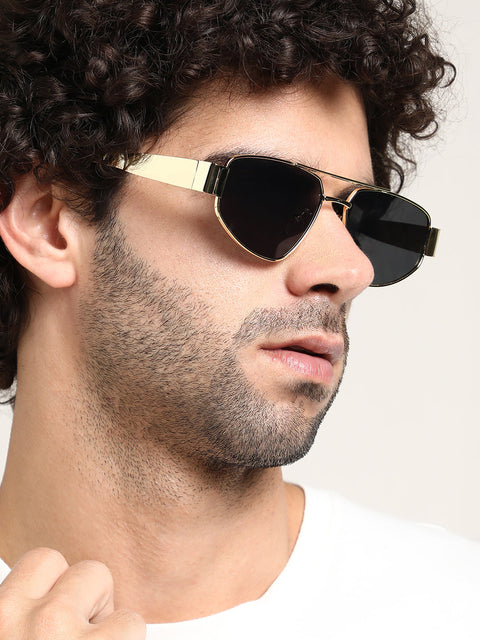 CAHOOT The Suave Aviator  Shield Sunglasses - California Gold