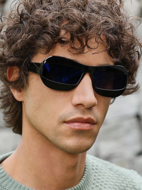 CAHOOT The Matrix Rectangular Sunglasses - Onyx Black