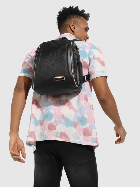CAHOOT Men's Contrast Piping Backpack - Midnight Black