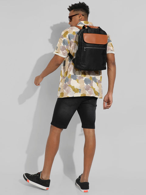 CAHOOT Men's The Contrast Flap Backpack - Jet Black