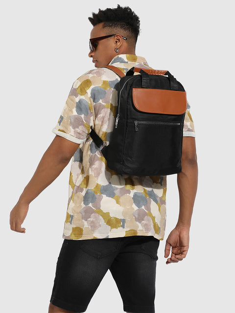 CAHOOT Men's The Contrast Flap Backpack - Jet Black