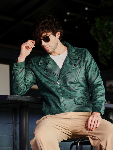 Hookd Embossed-Suede Biker Jacket