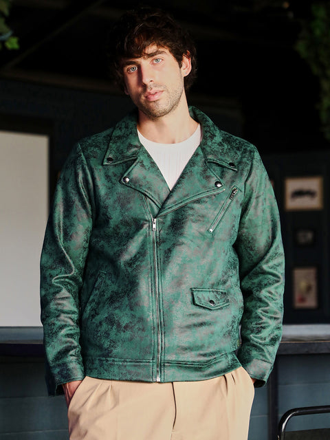 Hookd Embossed-Suede Biker Jacket