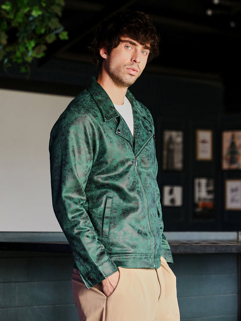 Hookd Embossed-Suede Biker Jacket