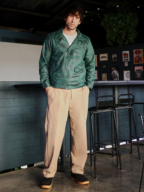 Hookd Embossed-Suede Biker Jacket