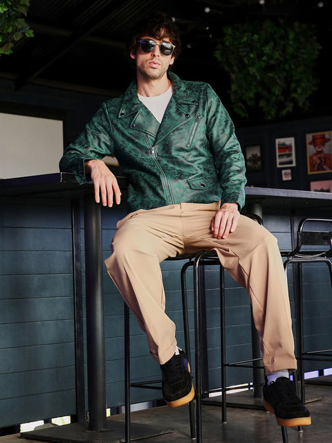 Hookd Embossed-Suede Biker Jacket