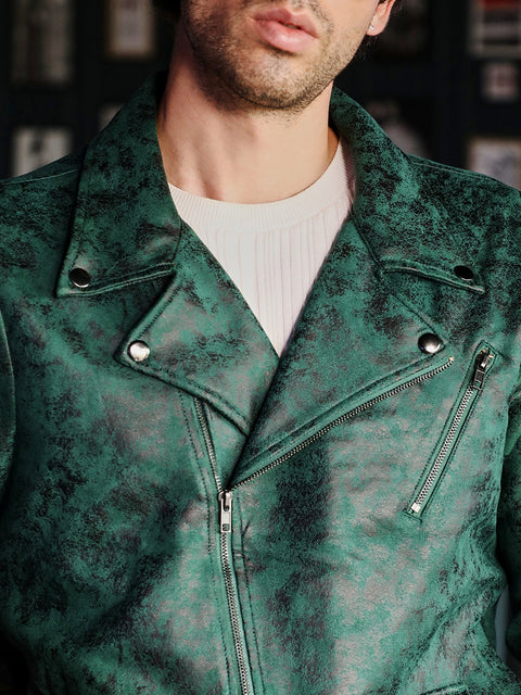 Hookd Embossed-Suede Biker Jacket