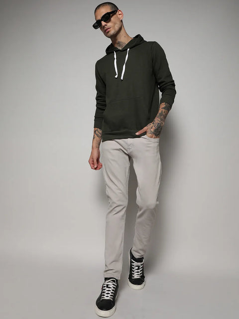 Just Be Pullover Hoodie With Contrast Drawstring