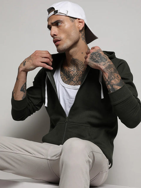 Just Be Zip-Front Hoodie With Contrast Drawstring