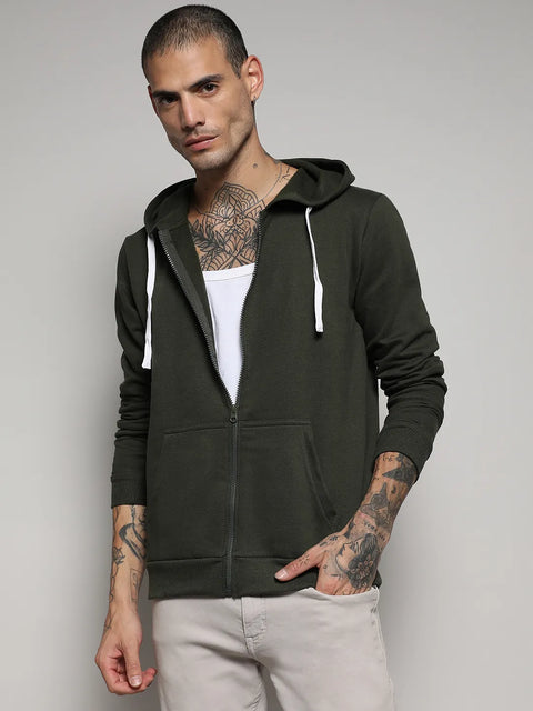 Just Be Zip-Front Hoodie With Contrast Drawstring