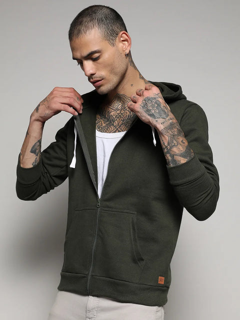 Just Be Zip-Front Hoodie With Contrast Drawstring