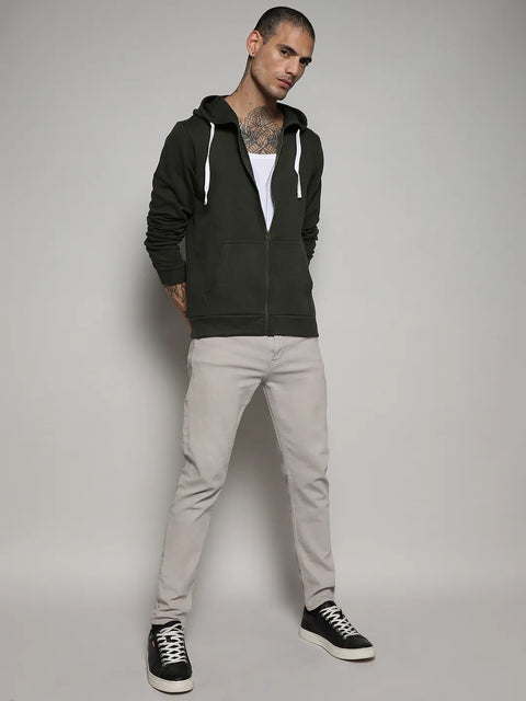 Just Be Zip-Front Hoodie With Contrast Drawstring