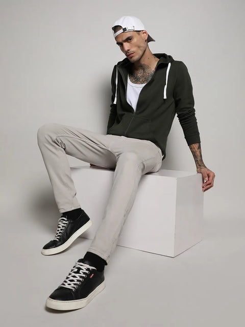 Just Be Zip-Front Hoodie With Contrast Drawstring