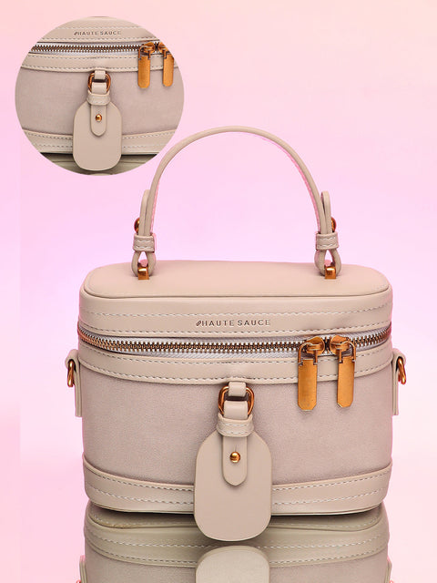 Sohi - The Velvet Oval Bucket Bag - Ash Grey