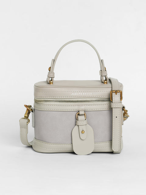 Sohi - The Velvet Oval Bucket Bag - Ash Grey