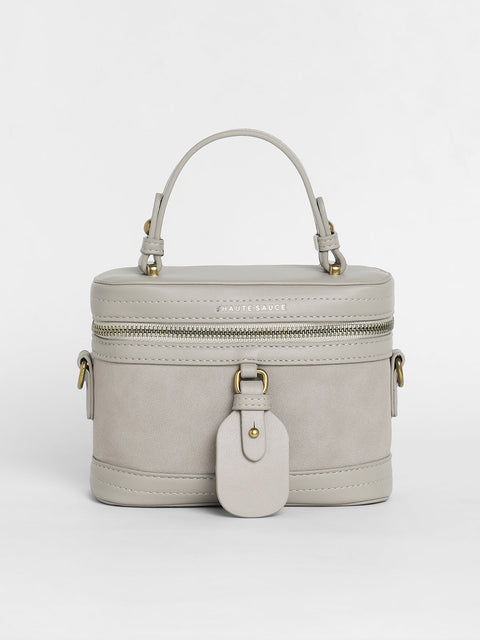 Sohi - The Velvet Oval Bucket Bag - Ash Grey