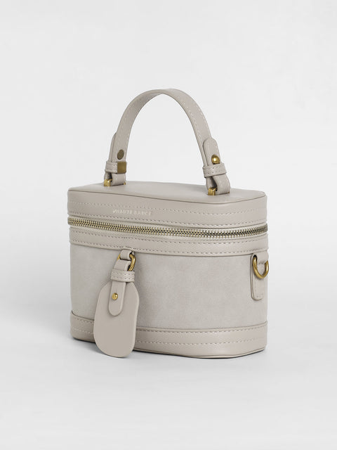 Sohi - The Velvet Oval Bucket Bag - Ash Grey