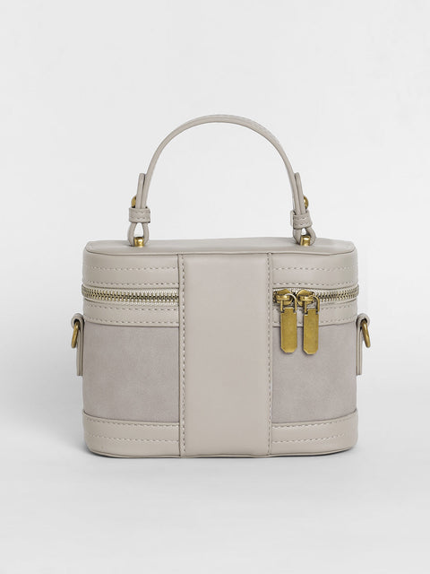 Sohi - The Velvet Oval Bucket Bag - Ash Grey
