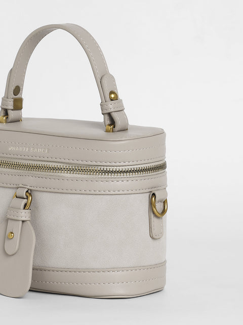 Sohi - The Velvet Oval Bucket Bag - Ash Grey