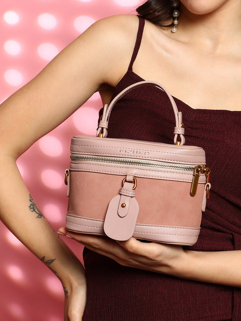 Sohi - The Velvet Oval Bucket Bag - Nude Pink
