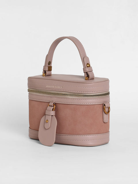Sohi - The Velvet Oval Bucket Bag - Nude Pink