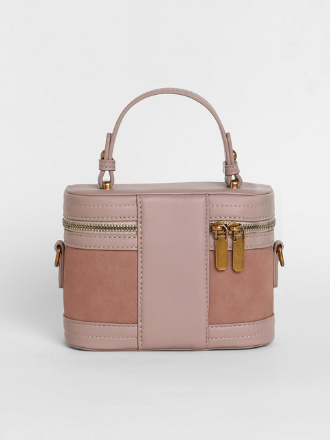 Sohi - The Velvet Oval Bucket Bag - Nude Pink