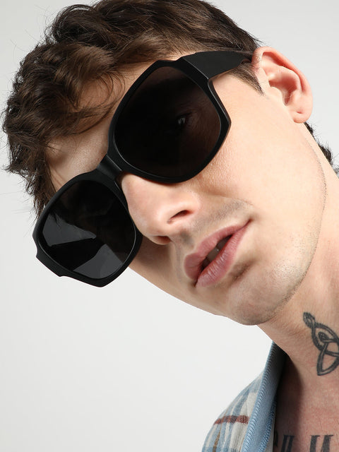 CAHOOT Men Foldable Oversized Sunglasses - Black