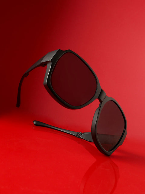CAHOOT Men Foldable Oversized Sunglasses - Black
