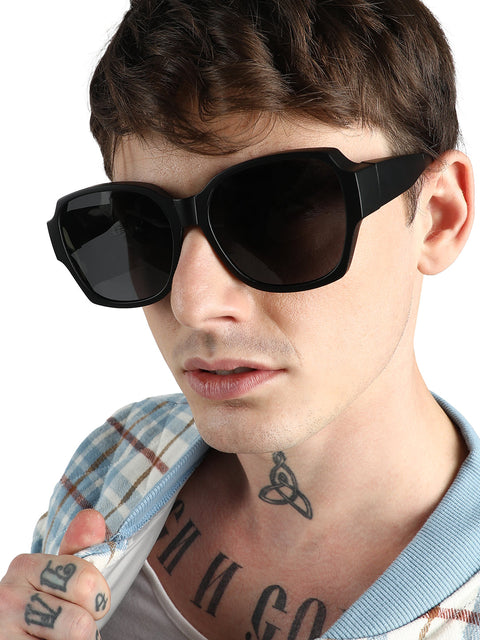 CAHOOT Men Foldable Oversized Sunglasses - Black