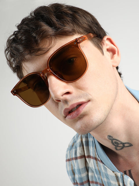 CAHOOT Men Foldable Wayfarer Sunglasses - Brown