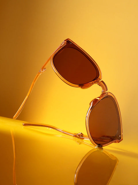 CAHOOT Men Foldable Wayfarer Sunglasses - Brown