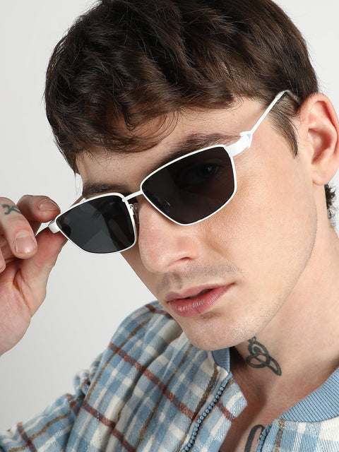 CAHOOT Men Full Rim Shield Sunglasses - White