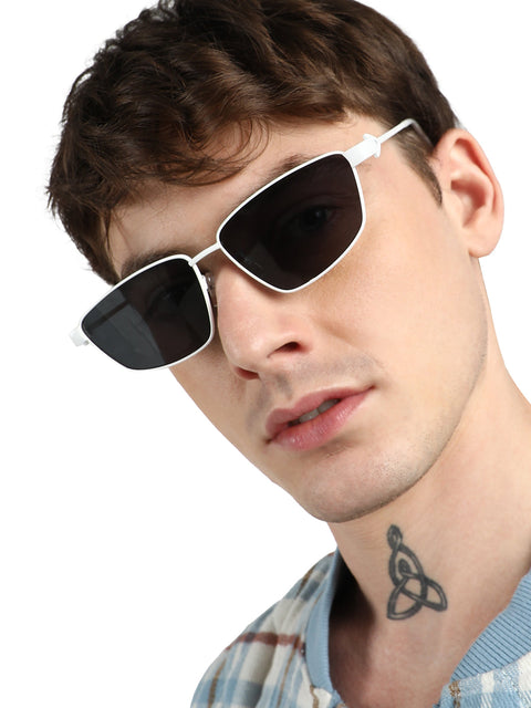 CAHOOT Men Full Rim Shield Sunglasses - White