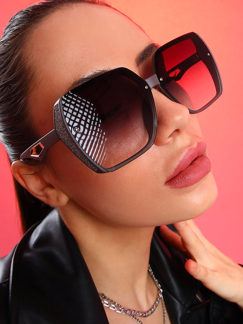 Sohi - The Glint Block Oversized Sunglasses - Graphite Grey