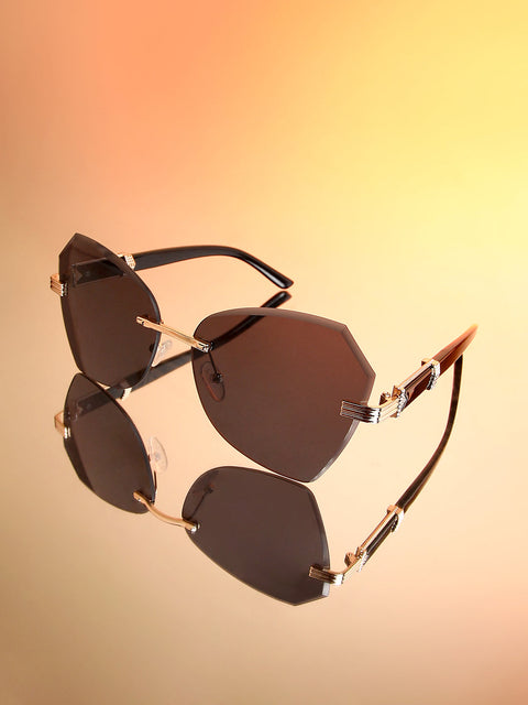 Sohi - The Opulent Rimless Geometrical Sunglasses - Onyx Black