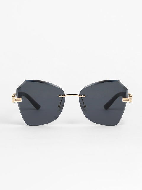Sohi - The Opulent Rimless Geometrical Sunglasses - Onyx Black