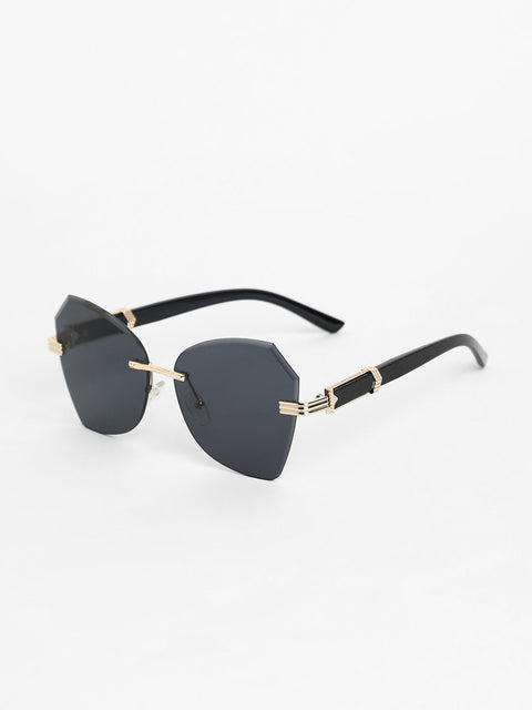 Sohi - The Opulent Rimless Geometrical Sunglasses - Onyx Black