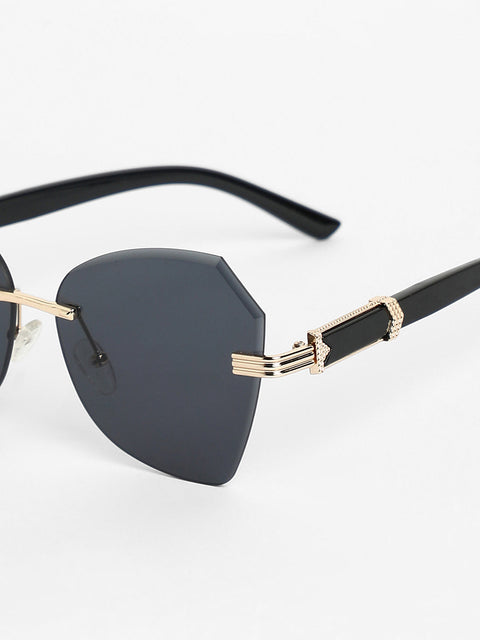 Sohi - The Opulent Rimless Geometrical Sunglasses - Onyx Black