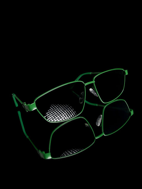 Sohi - The Spear Rectangular Sunglasses - Forest Green