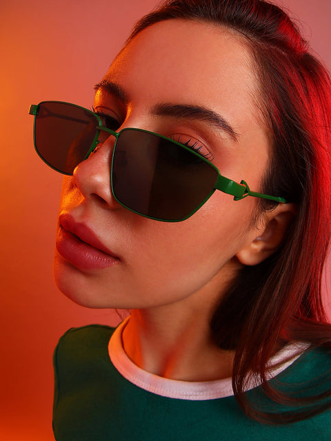 Sohi - The Spear Rectangular Sunglasses - Forest Green