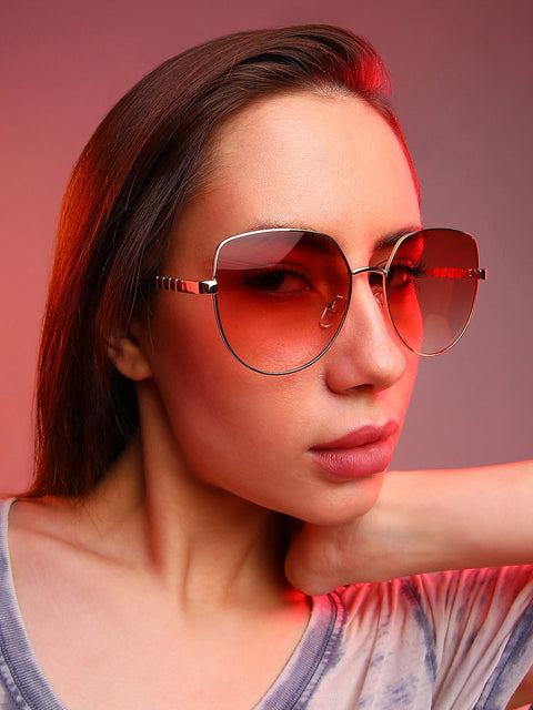 Sohi - The Cubic Cateye Sunglasses - Champayne Gold