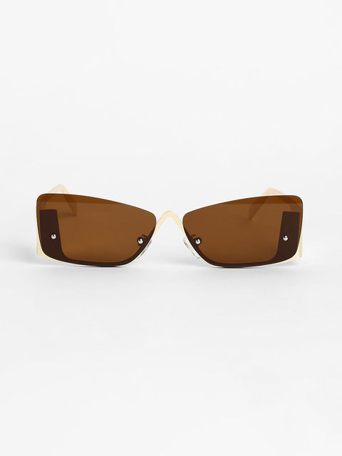 Sohi - The Abstract Rectangular Sunglasses - Champayne Gold
