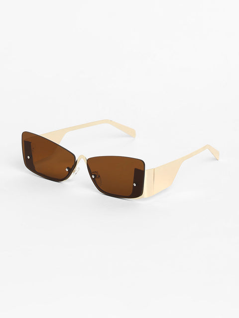 Sohi - The Abstract Rectangular Sunglasses - Champayne Gold