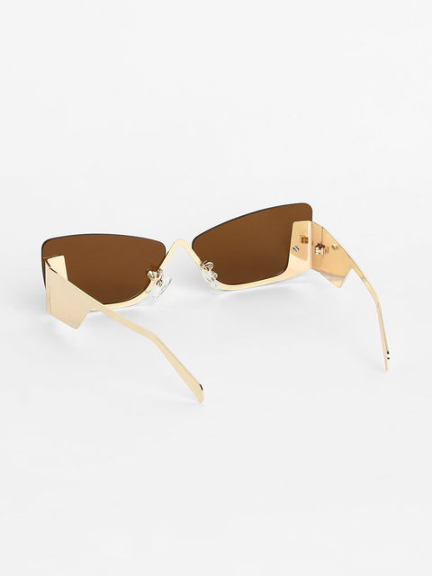 Sohi - The Abstract Rectangular Sunglasses - Champayne Gold
