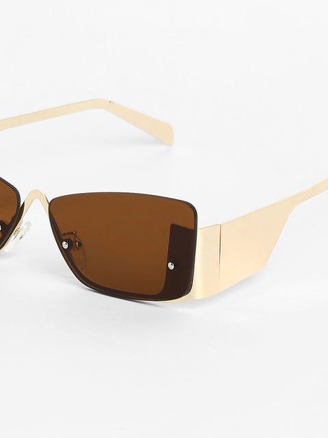 Sohi - The Abstract Rectangular Sunglasses - Champayne Gold