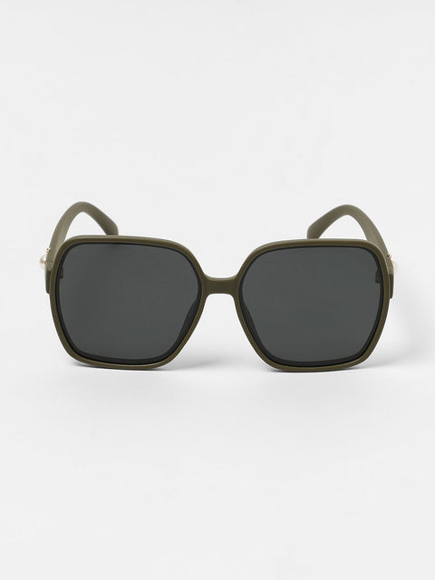 Sauce - The Embellished Oversized Sunglasses - Olive Green